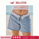 HOLLISTER25夏季baggy風(fēng)Y2K翻腰牛仔短褲女裝349-5172 中間色水洗 （腰頭花紋深淺隨機發(fā)貨） 26 160/66A 2標準版