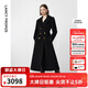 朗姿純羊毛軍旅風(fēng)收腰顯瘦氣質(zhì)高級呢子大衣修身毛呢外套冬季新款 黑色 M