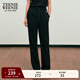 Teenie Weenie小熊女裝時(shí)尚簡(jiǎn)約風(fēng)春季黑色直筒休閑褲寬松韓版長(cháng)褲 黑色 S (160)