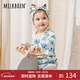Milkbarn春季嬰兒衣服 3-18月新生兒包屁衣寶寶純棉長(cháng)袖保暖打底童裝 冰藍雪絨花 80cm (12-18m)