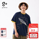 金利來(lái)（Goldlion）g+男士T恤春秋季潮流圓領(lǐng)印花立體刺繡寬松半袖TEE城市輕戶(hù)外 85-寶藍色 XL 180/96A 推薦150-165斤
