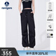 Navigare意大利小帆船女休閑褲夏季時(shí)尚薄款透氣運動(dòng)褲寬松顯瘦百搭直筒褲 暗夜黑 L