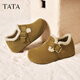 他她（TATA）2025年秋休閑鞋勃肯鞋女時(shí)尚包頭拖鞋新款 4XN03棕色(絨） 37