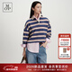 Marc O'Polo/MOP 2026春季新款短款設計感時(shí)尚條紋拼色經(jīng)典POLO領(lǐng)衛衣女士 藍色條紋S68 S