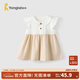 童泰（TONGTAI）嬰兒裙子夏季莫代爾棉女寶衣服兒童連衣裙翻領(lǐng)飛袖裙提花網(wǎng)眼 灰粉 73