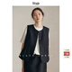 旅途原品ltyp 真絲羊毛馬甲女士極簡(jiǎn)黑色短背心女春圓領(lǐng)西裝上衣 靜謐黑現貨 M