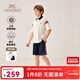 英氏（YEEHOO）男童套裝兒童短袖短褲兩件套衣服夏季運動(dòng)學(xué)院風(fēng)夏裝新款中大童裝 法式學(xué)院 米白+深藍 165