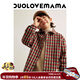 DUOLOVEMAMA彩色小格兒童加厚襯衫寬松撞色格紋男女童親子外套秋 紅系格【現貨】 120 cm
