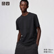 優(yōu)衣庫合作款/男女裝大師T正肩圓領(lǐng)T恤短袖棉質(zhì)休閑百搭482296 09 黑色 L