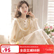 眠島新款睡裙女春秋季純棉雙層紗布縐紗清新少女風(fēng)長(cháng)袖裙子 香草白 L （158-168cm 130斤以?xún)龋? title=