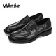 Walker Shop 男鞋商務(wù)休閑皮鞋2026新款英倫風(fēng)德比鞋舒適耐磨一腳蹬樂(lè )福鞋 黑色 40