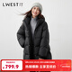 朗文斯?。↙.WEST）連帽羽絨服女2025冬季新款時(shí)尚立領(lǐng)寬松白鴨絨保暖外套 黑色 M 110-125斤