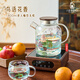 小魚(yú)家的貓高檔大容量燒水壺高硼硅玻璃茶壺涼水壺耐高溫春花圖水壺套裝 【江南春花壺】一壺+4杯