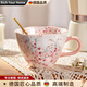 RICH YOUR HOME德國品質(zhì)陶瓷馬克杯女生喝水杯子家用早餐杯女士專(zhuān)用茶杯咖啡杯 三月桃花-桃花紅