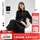 朗姿騏驥紅復古赫本風(fēng)高智長(cháng)袖a字裙25春季新款收腰修身連衣裙 黑色 M