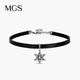 曼古銀（MGS）飄雪系列項圈choker真皮純銀個(gè)性輕奢項鏈鎖骨鏈生日禮物送女友