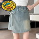 G.duck女童短褲夏季薄款外穿女大童裙褲夏天洋氣牛仔褲夏裝褲裙兒童褲子 復古色 夏季牛仔洋氣褲裙 160 3XL