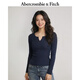 Abercrombie & Fitch經(jīng)典小麋鹿圖案美式修身打底小V領(lǐng)長(cháng)袖T恤上衣26春女裝139-6134 深海軍藍 M (165/96A) 尺碼偏大，建議小一碼