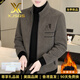 XJSGS國際高端品牌男士呢子大衣外套秋冬加絨加厚保暖立領(lǐng)夾克新款外套 高檔卡其色 加棉【輕奢男裝】 厚款 冬款 XL