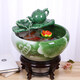 俏博萊景德鎮陶瓷魚(yú)缸客廳噴泉桌面流水魚(yú)缸家用小型循環(huán)魚(yú)缸養魚(yú)盆 葉綠荷42cm+綠茶壺流水器 贈8