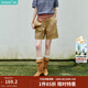 茵曼（INMAN）設計感高腰A擺短褲2026夏季女裝新款橡筋松緊腰遮胯直筒褲 卡其色 -18332099H M