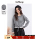 InShop【商場(chǎng)同款】新款女甜美格雷系假兩件毛衣花邊系帶長(cháng)袖上衣 深灰色 M