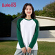 班尼路（Baleno）撞色插肩袖長(cháng)袖T恤女2026春秋款美式復古寬松休閑學(xué)院風(fēng)百搭上衣