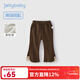 JELLYBABY女童喇叭褲秋冬小童微喇秋季薄絨兒童咖色休閑褲時(shí)髦寬松寶寶褲子 咖色 120 CM
