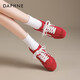 達芙妮紅色德訓鞋女2026春季新款芭蕾本命年婚鞋超火阿運動(dòng)甘鞋子