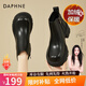 DAPHNE達芙妮短靴女秋冬加絨加厚冬季新款英倫風(fēng)保暖皮靴冬款瘦瘦靴冬 黑色 加絨 跟高6cm 38 (240mm)