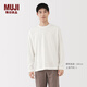 MUJI男式 起毛圓領(lǐng)長(cháng)袖T恤男士打底衫男款男裝25年冬季 AB1MTA5A 白色 M (170/92A)