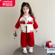 樂(lè )芭鼠童裝女童套裝春秋洋氣棒球服兒童套裝外套褲子秋裝女孩衣服中小童 紅色（棒球服外套+褲子） 90 碼建議1-2歲 (身高85左右)