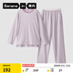 蕉內（Bananain）棉棉305H男女士睡衣睡褲純棉情侶家居服套裝春秋季長(cháng)袖長(cháng)褲不悶汗 【女士】粉紫 XS