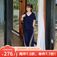 惟友大碼女裝套裝胖妹妹夏裝顯瘦遮肚子胖mm美式復古高街運動(dòng) 藏青藍套裝常規款 5XL 【尺碼偏大】 建議210-240斤