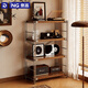 奈高日式置物架中古落地實(shí)木多層客廳陽(yáng)臺多功能儲物架廚房微波爐架