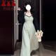 萬(wàn)欣兒2025大碼mm夏季新款修身吊帶連衣裙女顯瘦氣質(zhì)開(kāi)衫收腰長(zhǎng)裙兩件套 豆沙綠連衣裙 M (建議80~100斤)