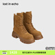 lost in echo劉宇寧同款戶(hù)外厚底米奇頭巴恩風(fēng)真皮馬丁靴大黃靴 棕黃色 38