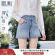 香影牛仔短褲女高腰2025夏裝新款淺藍色寬松小個(gè)子遮胯闊腿a字褲 牛仔藍 M 160/64A/95-110斤