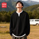 名創(chuàng  )優(yōu)品假兩件V領(lǐng)打底衫男春季華夫格正肩長(cháng)袖t恤潮流男士體恤Z 黑色 L