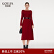 歌莉婭連衣裙女秋冬2025新款出席重要場(chǎng)合宴會(huì )船領(lǐng)裙子1ECC4G080 53R椒紅 M