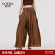 歌莉婭天絲裙褲女2025新款松弛感穿搭褲裙闊腿長(cháng)褲1E5R1D11E 91Y啡色 M