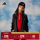 adidas女大童休閑三條紋長(cháng)袖套裝兒童秋季阿迪達斯官方輕運動(dòng) 黑色/白色   164