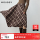 moussy 2025秋冬新品復古格紋不規則裙擺長(cháng)款半身裙028IAA31-1027 065花紋棕色 S