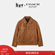 蔻馳（COACH）【新年禮物】奧萊男士男裝皮革TRUCKER夾克外套戶(hù)外 橙紅色 M