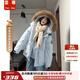 蕓蕁羽絨服女2025新款藍色大毛領(lǐng)短款年冬季小個(gè)子加厚白鴨絨派克工裝 淺藍色【環(huán)保毛領(lǐng)】 S