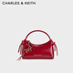 CHARLES&KEITH26春新品新年系列蝴蝶結婚包手提斜挎包包女包CK2-30160255-A Tomato Red番茄朱紅 S