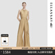 歌力思（ELLASSAY）2025夏季新款醋纖親膚垂墜感高腰簡(jiǎn)約系帶連體褲女EWU362K00200 中黃色 XS