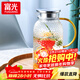富光玻璃杯耐熱玻璃涼水壺錘紋帶把手大容量家用杯花茶杯子茶壺冷水壺