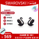 施華洛世奇（SWAROVSKI）新品王一博同款系列銀天鵝耳釘耳飾輕奢生日圣誕節禮物送女友 黑色珍珠天鵝耳釘 5684608