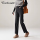 塔馳密司（touchmiss）2025冬季時(shí)尚加絨牛仔褲女高腰顯瘦百搭通勤九分直筒褲 黑色 3XL 31/XXXL